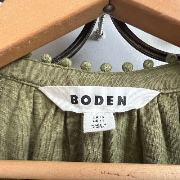Boden Millie Split Neck Cotton Top Mayfly Army Green Sz 14 - Picture 7 of 12